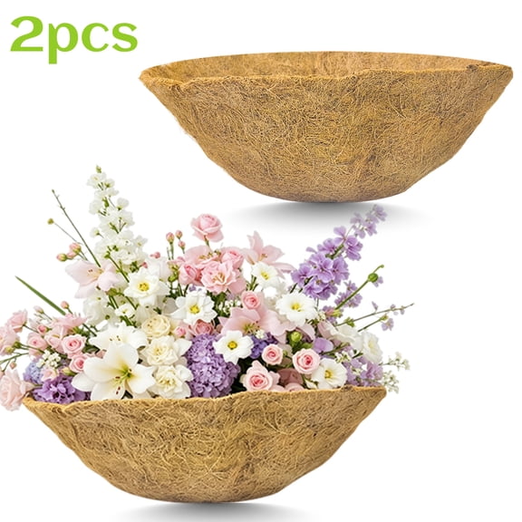 WLGJL Hanging Basket Coco Liners Replacement, 2Pcs 100% Natural Round Coconut Coco Fiber Planter Basket Liners