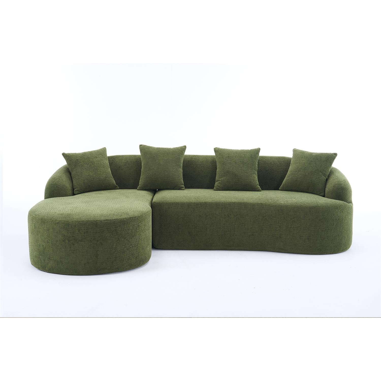 Demi Bonn 98" Cozy L-Shape Sectional Sofa with Curved Chaise, High-Density Foam, Chenille Modular Couch for Living Room, Supports 900 lbs, Green