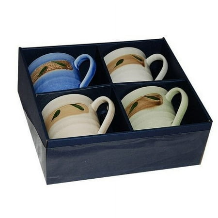 

Exquisite 4 Pcs Porcelain Tea / Coffee Cups Set - Two White One Blue and One Green Cup