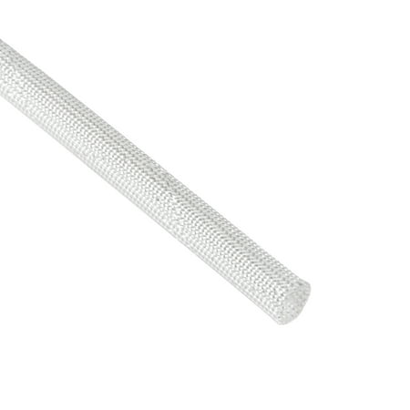 White 600C Temp Resistance Fiberglass Insulation Sleeve 5M Long 8mm Dia