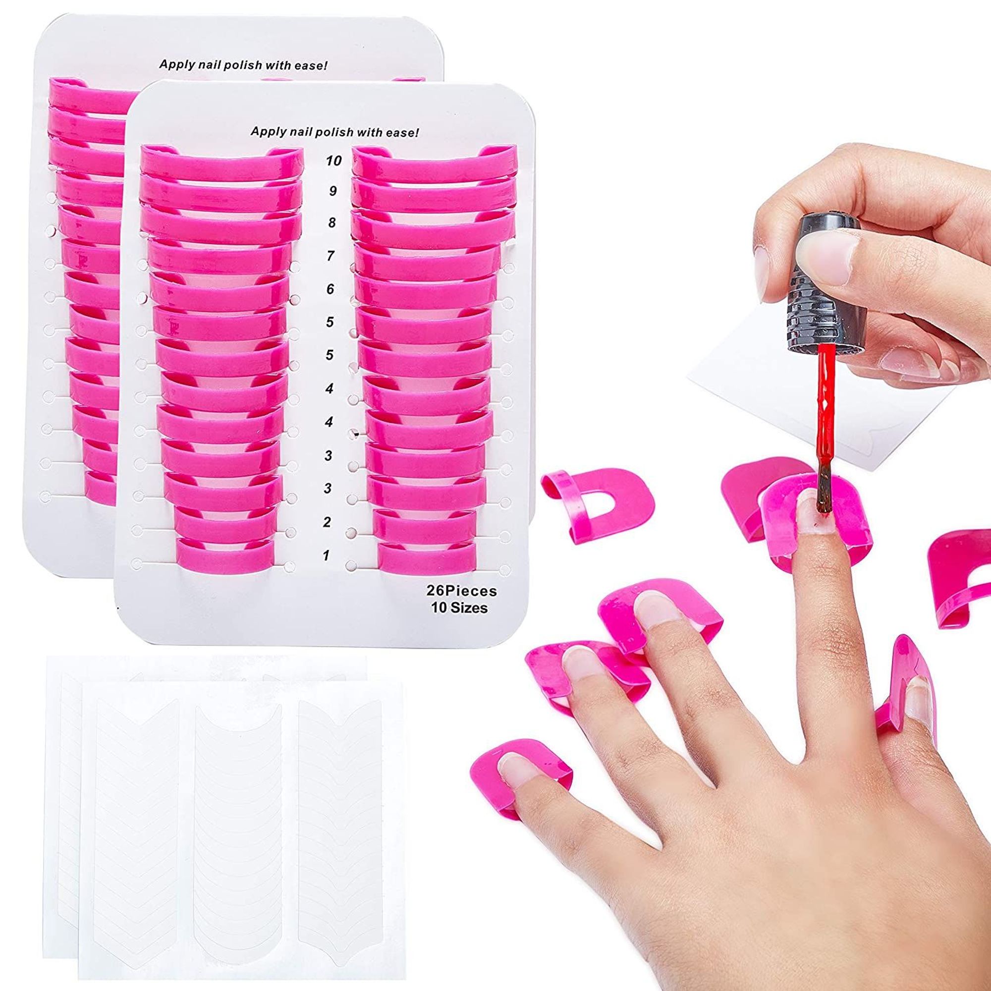 52 Pcs Reusable Plastic Nail Polish Protectors for Fingers, Spill Proof
