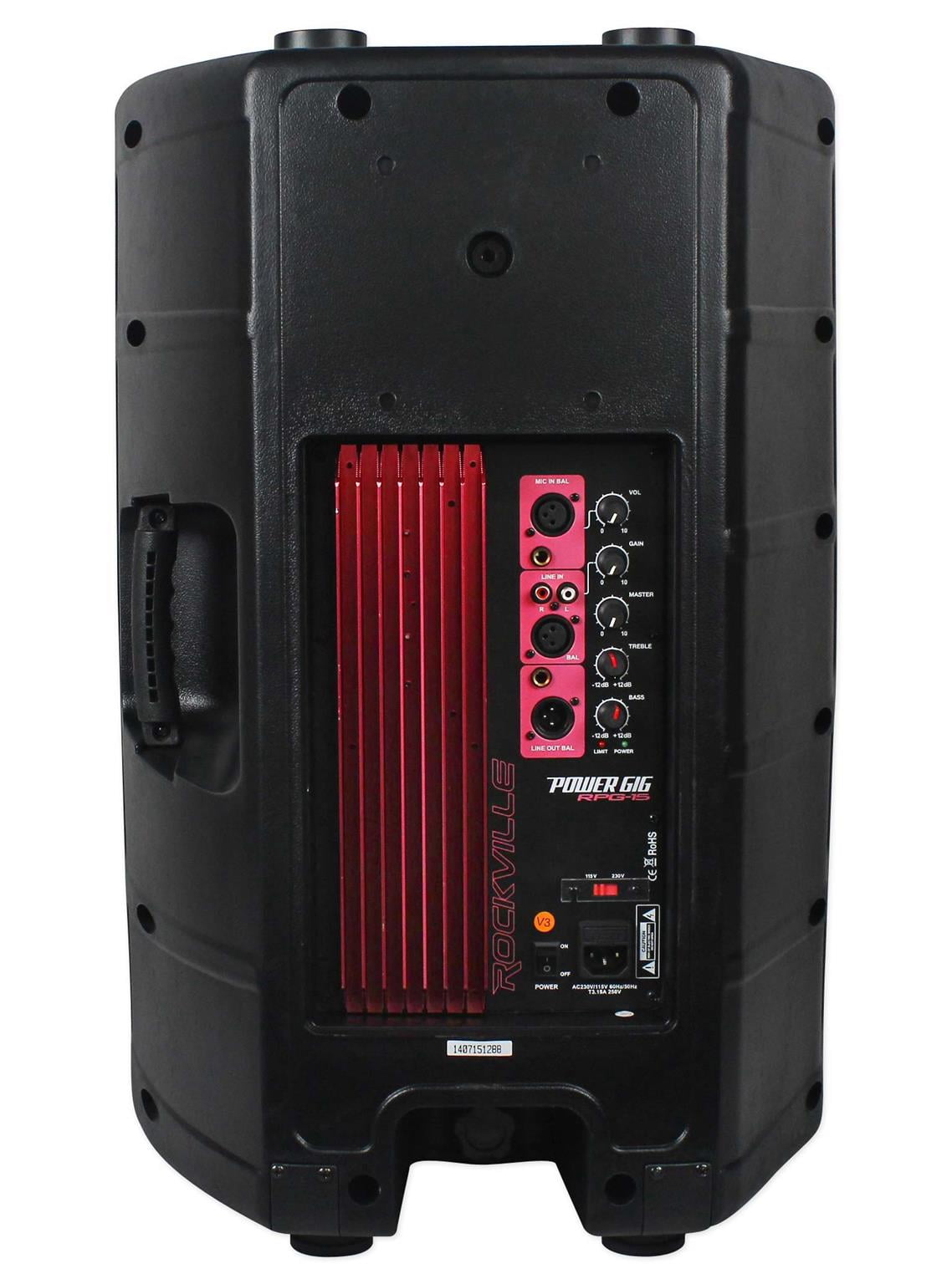 (2) Rockville RPG15 15" Powered 1000W DJ/PA Speakers+ 18" Subs+Poles+Cables