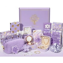 Christmas Gifts for Women & Teens - 8 PCS Birthday Gifts Basket Trendy Stuff w/ Fun Task Tags Make up Brushes & Bag, Advent Calendar Wrapped Gifts Box for Daughter Niece, Purple