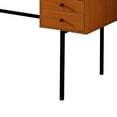 thumbnail image 4 of 2 Drawer Desk with Wooden Table Top and Metal Frame, Black and Brown - Saltoro Sherpi, 4 of 5