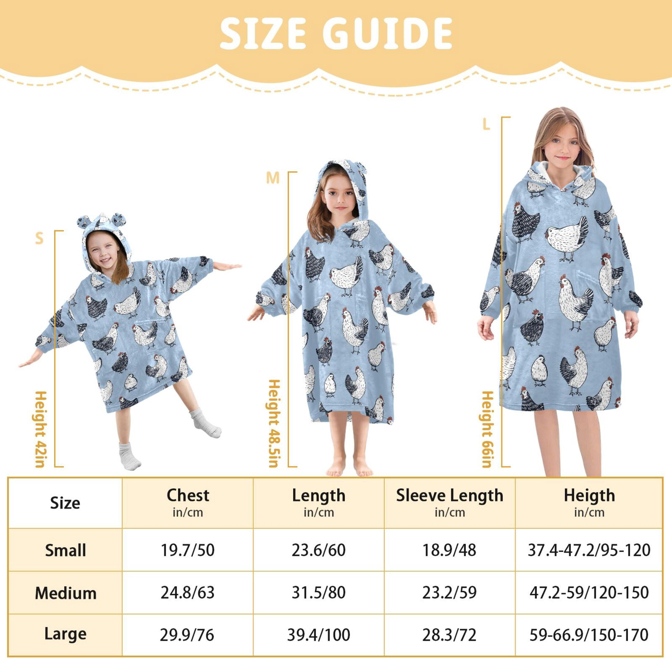 joogoo Blanket Hoodie for Retro Cartoon Chickens Oversize Sweatshirt 3-14 YR L