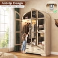 thumbnail image 2 of Blotout Arched Glass Doors Armoire Wardrobe Closet with LED Light, 75" Tall Armoire Closet with Drawer & Hanging Rod, Large Clothes Organizer Display Storage Cabinet for Bedroom, 2 of 10