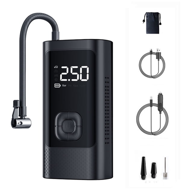 Portable Air Compressor Pump With Built In Power Bank And LED Light 15.5 cm x 7.8 cm x 5.7 cm 60 W 11.1 V DC
