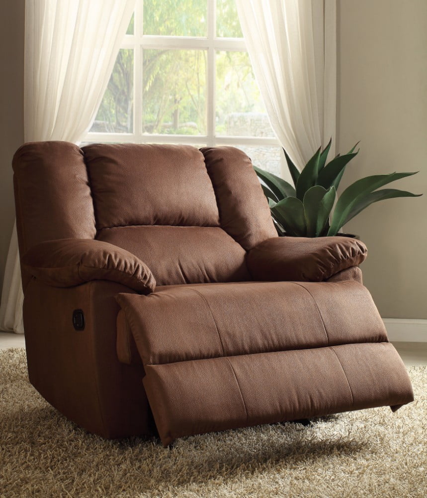 Oversized Glider Recliner, Dark Brown Nubuck