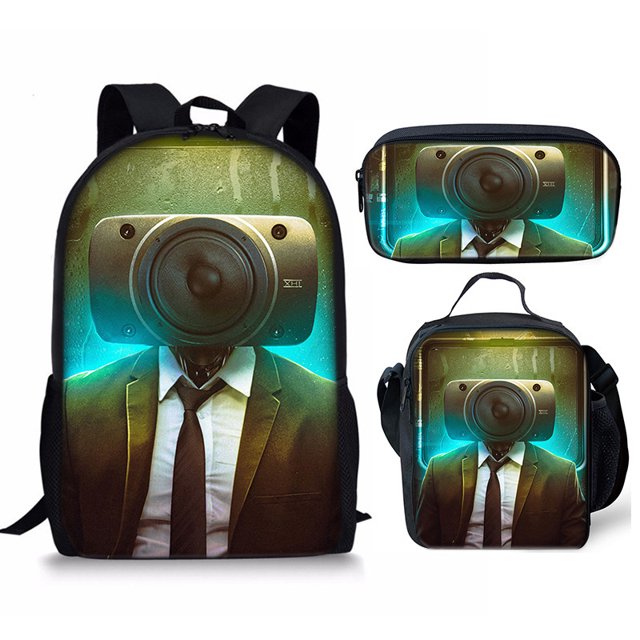 Skibidi Toilet Student Backpack Children'S Meal Bag Pencil Bag Three-Piece Backpack