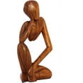 thumbnail image 3 of Handcrafted Wooden Thinking Man Sculpture - 12" Abstract Art Figurine for Home & Office Décor, 3 of 9