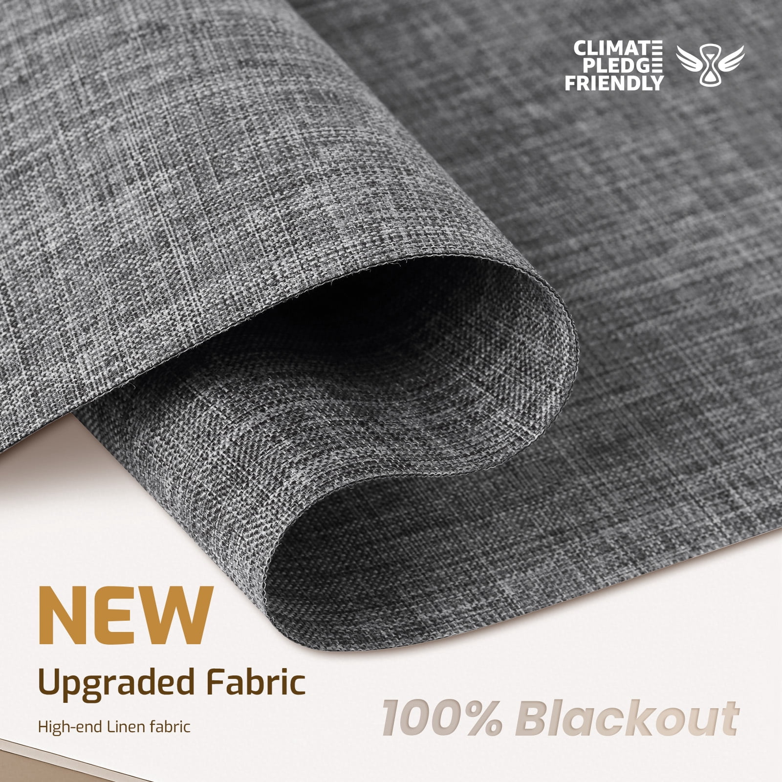 Grandekor No Drill No Tools Blackout Roller Shades - 58"x72" Hemp-Dark Gray | Free-Stop Cordless Blinds with UV Protection | Custom Fit for Home, Bedroom, Office, Living Room