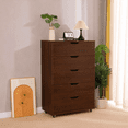 thumbnail image 2 of Jopath 5 Drawer Dresser for Bedroom,Modern Wood Storage Cabinet with Wheels,Tall Chest of Drawers for Living Room,Hallway,Entryway,Dark Brown, 2 of 8