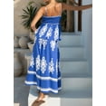 thumbnail image 5 of Women'S Summer Dresses 2025 Floral Sundress Spaghetti Straps Flowing Beach Vacation Bohemian Maxi Dress Set Blue S, 5 of 8