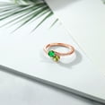 thumbnail image 3 of Gem Stone King 18K Rose Gold Plated Silver Green Nano Emerald and Green Peridot Bypass Ring for Women (0.84 Cttw, Gemstone May Birthstone, Round 4MM, Size 5), 3 of 4