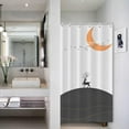 thumbnail image 2 of Mid Century Deer Small Shower Curtain Vintage Desert Moon Flying Bird Stall Shower Curtain Water Repellent Polyester Fabric Bathroom Curtain Set with 6 Hooks, 36W x 72L inch, 2 of 6