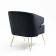 thumbnail image 4 of Velvet Accent Chair, Upholstered Modern Single Sofa Side Chair, Comfy Barrel Chair, Club Chair, Living Room Armchair with Golden Metal Legs for Bedroom Living Reading Room Office, Black, 4 of 7