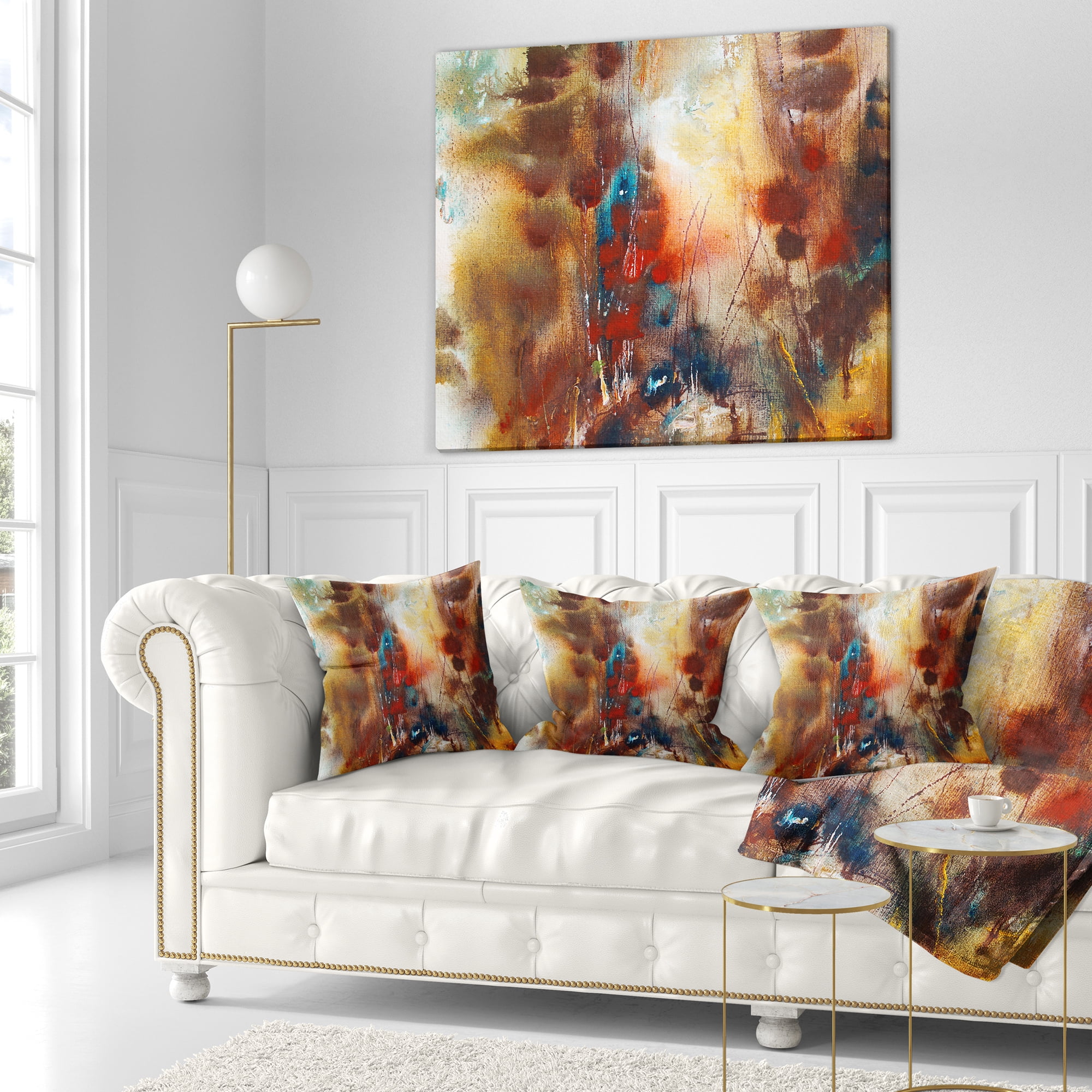 Designart Artistic Brown - Abstract Throw Pillow - 16x16
