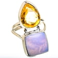 thumbnail image 2 of Large Blue Lace Agate, Citrine Ring Size 8 (925 Sterling Silver)  - Handmade Boho Vintage Jewelry RING130486, 2 of 3