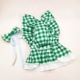 thumbnail image 3 of Guiexla 1 Set Pet Dress Ruffled Sleeves Cat Plaid Dress Traction Ring Design Dog Princess Dress with Headdress Pet Supplies, 3 of 7