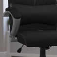 thumbnail image 2 of Mid-Back Black Leather Contemporary Swivel Manager's Office Chair with Arms, 2 of 6