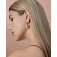 thumbnail image 4 of SNGIA 18K Gold Plated Oval Dangle Hoop Earrings with Cotton Resin Accent for Women, 4 of 6