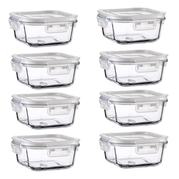 Recipientes cuadrados de vidrio para almacenamiento de alimentos R.repad yay 500 ml (paquete de 8)