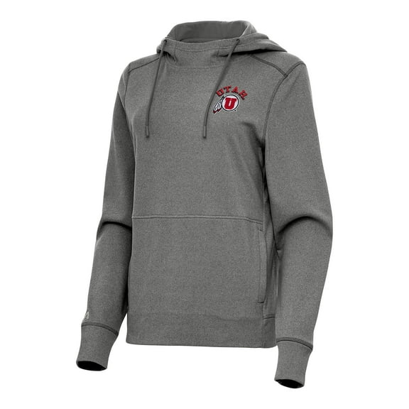 Women's Antigua Heather Black Utah Utes Justice Pullover Hoodie