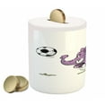 thumbnail image 2 of Animal Piggy Bank, Playing Soccer with a Mario Moustache Sports Theme Football Print, Ceramic Coin Bank Money Box for Cash Saving, 3.6" X 3.2", Purple White, by Ambesonne, 2 of 4