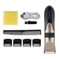 thumbnail image 2 of Clippers de cabello eléctrico 0.8-2.0mm Hombre de barbero inalámbrico recargable LED Trimmers de cerámica Máquina de afeitar con límite Cepillos para el cabello Oro Methold CE001610-02B, 2 of 7