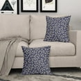 thumbnail image 6 of Navy Blue Beige Daisy Floral Pillow Covers 18X18 Inch Vintage Flowers Decorative Pillow Cases Set of 2 Block Print Cotton Linen Throw Pillows Farmhouse Decor For Sofa Couch Porch Bed Cushion Outdoor, 6 of 6