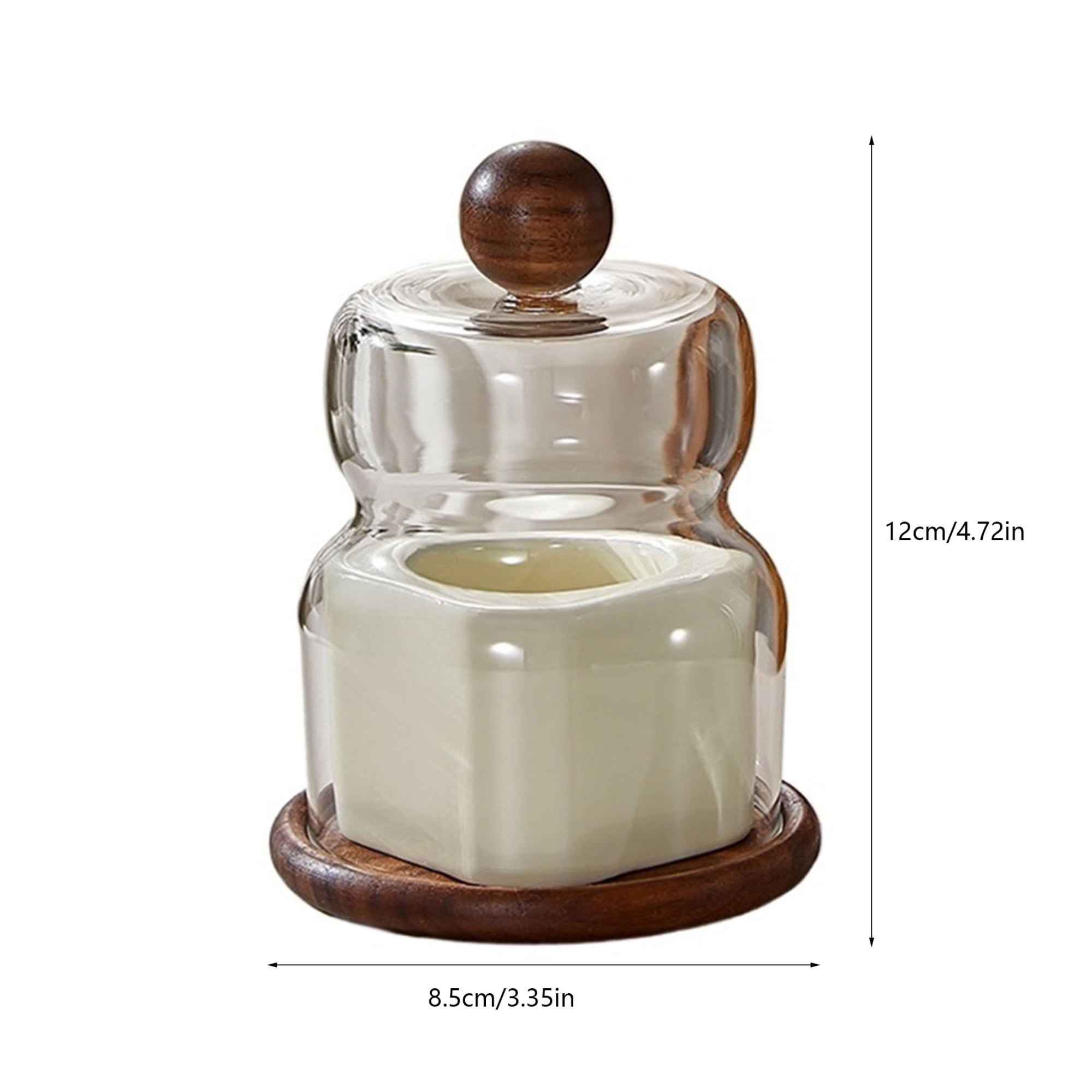 Toothpick Dispenser, Vintage Walnut Ceramic Toothpick Holder Floss Holder Cotton Swab Organiser