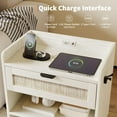thumbnail image 4 of BouPower Rattan Nightstand with Charging Station,Farmhouse Bedside Table with 2 Storage Drawers,for Bedroom and Small Spaces,Night Stand, 4 of 8