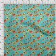thumbnail image 3 of oneOone Viscose Chiffon Turquoise Blue Fabric Flower Watercolor Quilting Supplies Print Sewing Fabric By The Yard 42 Inch Wide, 3 of 4