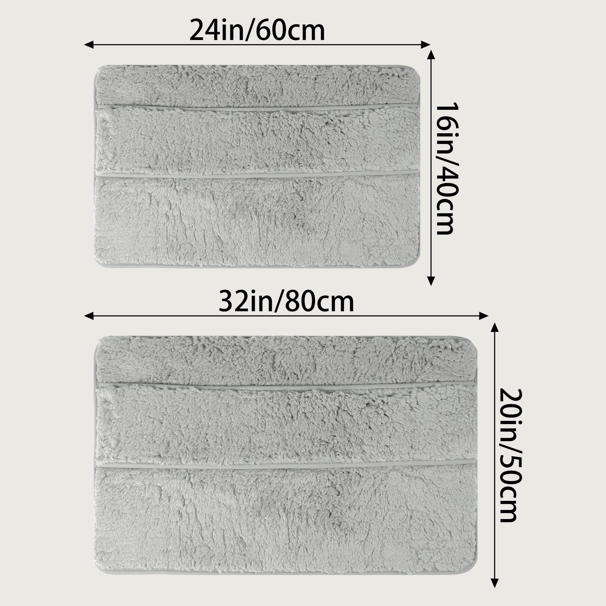 Unique Bargains Plush Shaggy Rugs Mat Absorbent Bath Rugs Grey 20" x 32"