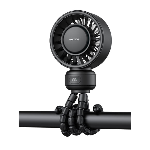 Ventilador Portátil para Carriola Warmco con Trípode Flexible, 4000mAh, Negro