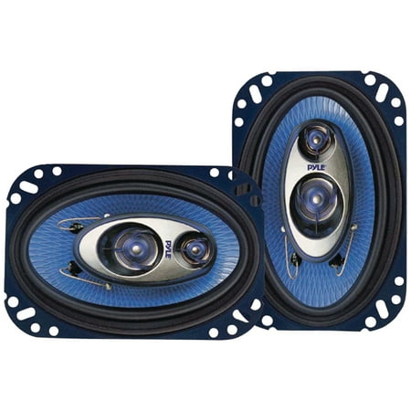 Water Resistant Component Speaker System - PYLE PL463BL - 4'' x 6'' Three Way Sound Speaker System - Pro Mid Range Triaxial Loud Audio 240 Watt per Pair w/ 4 Ohm Impedance and 3/4'' Piezo Tweeter for Car Component Stereo