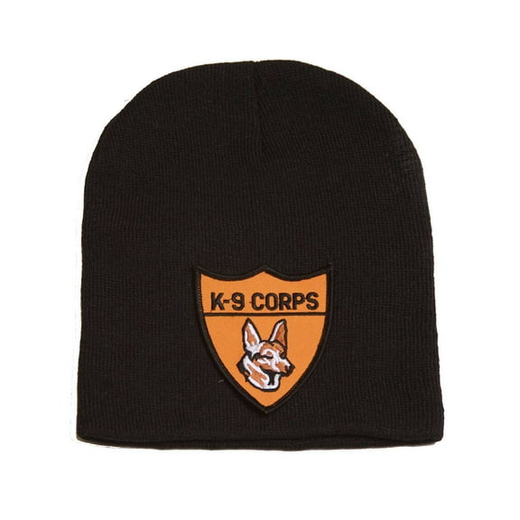 Delux Military 3D Patch Embroidery Law Enforcement Black Beanie K-9 Corps