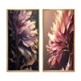 thumbnail image 2 of Designart "Pink and Gold Abstract Leaf Design III" Leaves Framed Wall Art Set Of 2 - Blue Floral Frame Gallery Set For Office Decor, 2 of 6
