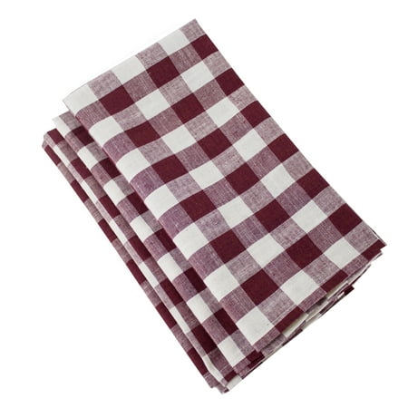 

Fennco Styles Classic Gingham Checkered Pattern Cloth Napkins 20 x 20 Inch Set of 4 - Wine