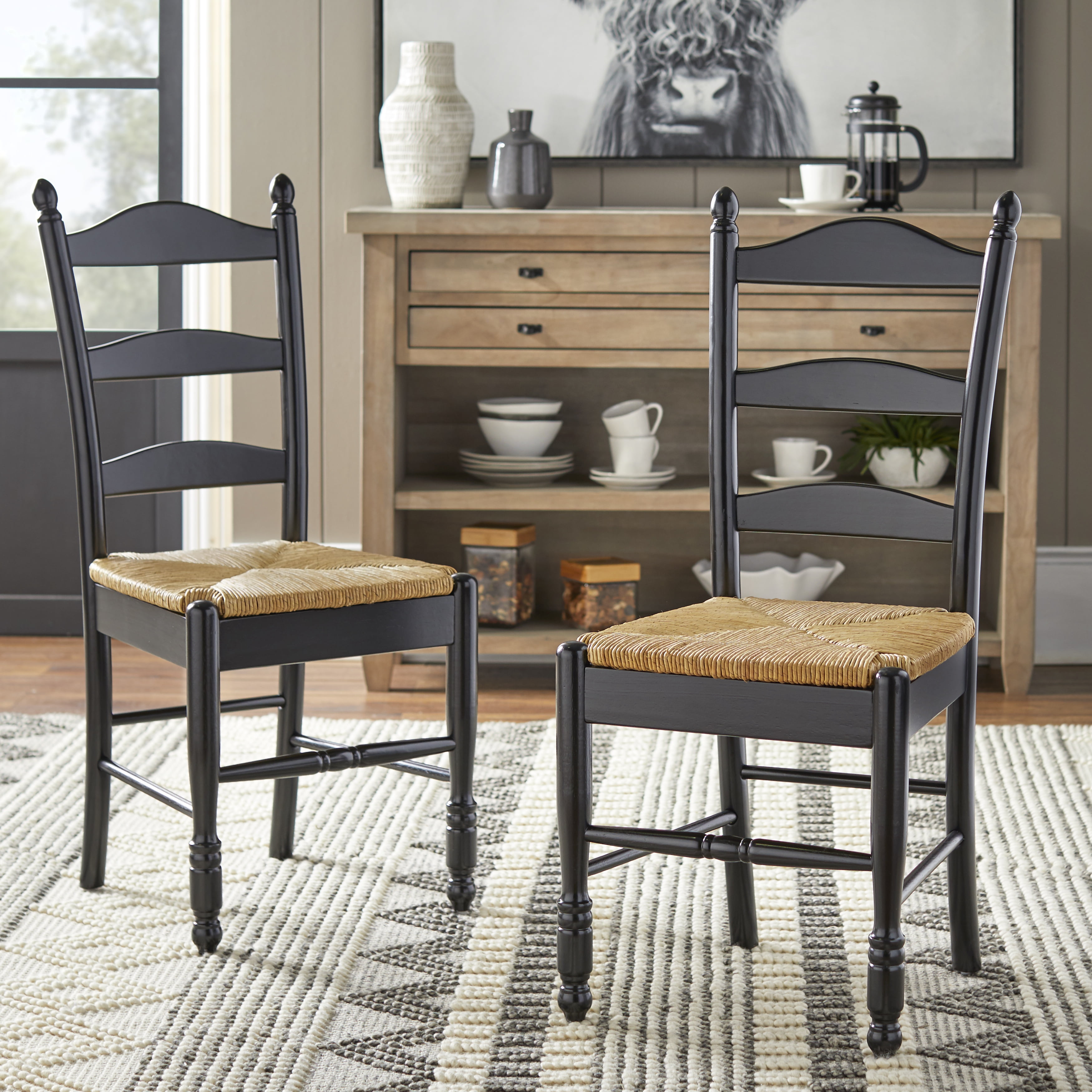 Ladder Back Rush Seat Chairs - Set of 2, Multiple Colors - Walmart.com