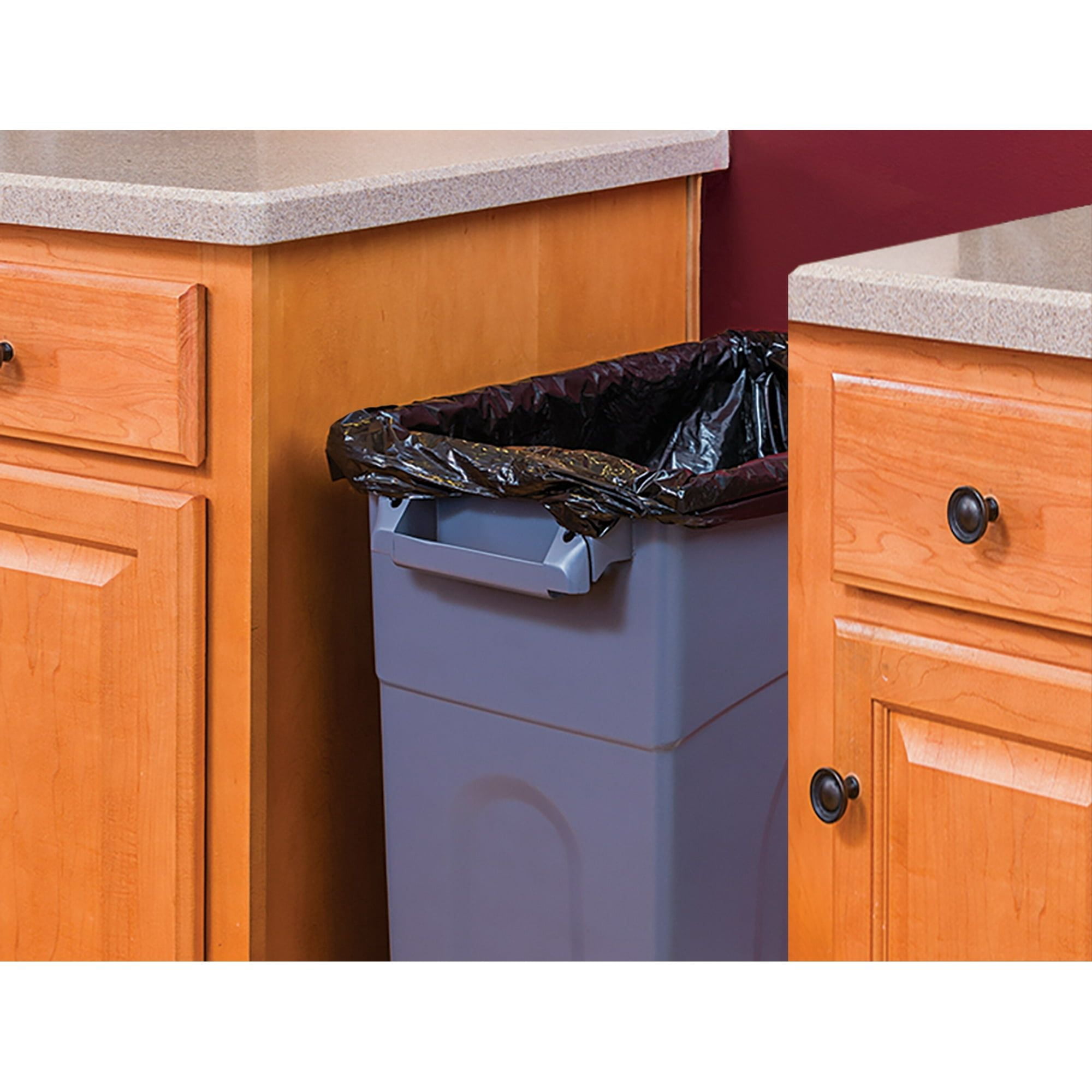 23 Gallon Highboy Trash Can, Heavy Duty Plastic Waste Container - Black - Space Saving Design with Handles & Vented Sides for Easy Bag Removal