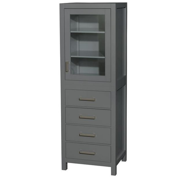 24 in. Linen Tower with Shelved Storage & 4 Drawers, Marble
