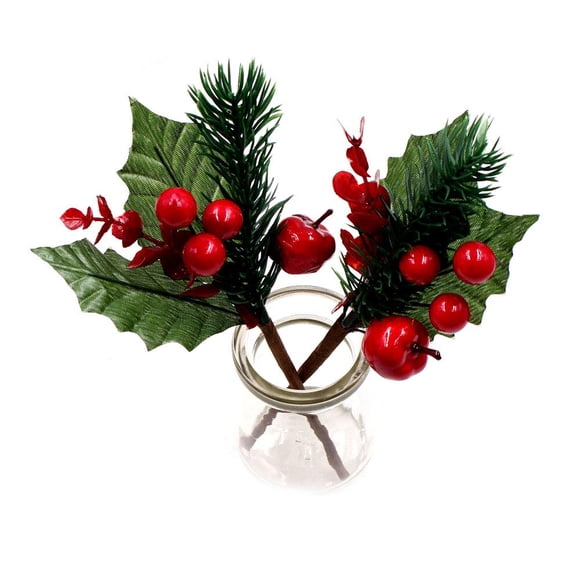 Ewer 10 Pack Artificial Pine Picks Pinecone Red Berries Stems Christmas Picks With Branches Fake Pine Needles For Diy Crafts Festival Holiday Christmas Tree Arrangements Home Decor