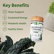 Snap Supplements Organic Chlorella Spirulina Capsules - Plant Vitamins, Super Greens, 120 Capsules, 3-Pack