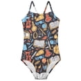 thumbnail image 6 of CCRFTGI Girl Swimsuit One Piece Size 10-12 Cute Bathing Suit Summer Adjustable Straps Beach High Waisted Notebook Pencil Vacation Girls Fashion Girls Swimwear for Kids Black 11-12 Years, 6 of 8