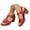 Red, variant on Gladiator Dressy Sandals for Women Ladies 2025 Summer Roman Vintage Casual Block High Heel Dress Sandals