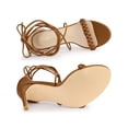 thumbnail image 4 of BLISSFUL STEP Women Woven Strap Lace Up Strappy Stiletto Heel Sandals Dark Brown 6, 4 of 7