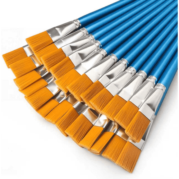 YEyangqi 20 Pcs 1 Inch Flat Acrylic Paint Brushes for Watercolor, Oil Painting, Acrylic,Premium Brush for Rock, Body Painting and Crafts