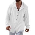 thumbnail image 7 of Wovilon Summer Casual Relaxed Fit Hooded Button Down Shirt for Men, Lightweight Textured Long Sleeve Top with Drawstring Hood, Versatile Vacation Outdoor Outfit, 7 of 7