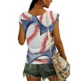 thumbnail image 3 of DailyTrove Women's Baseball Print Sleeveless Tank - Casual V-Neck Top, Sporty for Games & Outings, 3 of 4